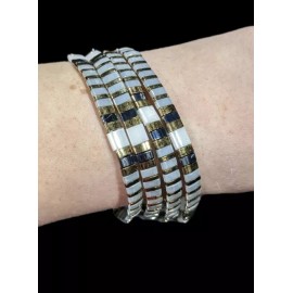 Boho Miyuki Tila bracelet boho Japanese glass tile stackable minimal USA