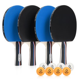 Ping Pong Paddles Set of 4 Premium Table Tennis Rackets 3-Star Ping Pong Balls(8) with Ping Pong Paddle Case Professional Table Tennis Paddles Set for Indoor & Outdoor Games