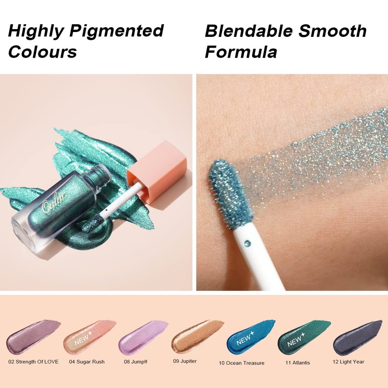 Oulac Liquid Eyeshadow Glitter - Waterproof Glitter Eye Make-Up with