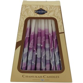 Majestic Giftware 45-Pack Safed Handcrafted Hanukkah Candles, 6 Inch, Purple/White (CP32)