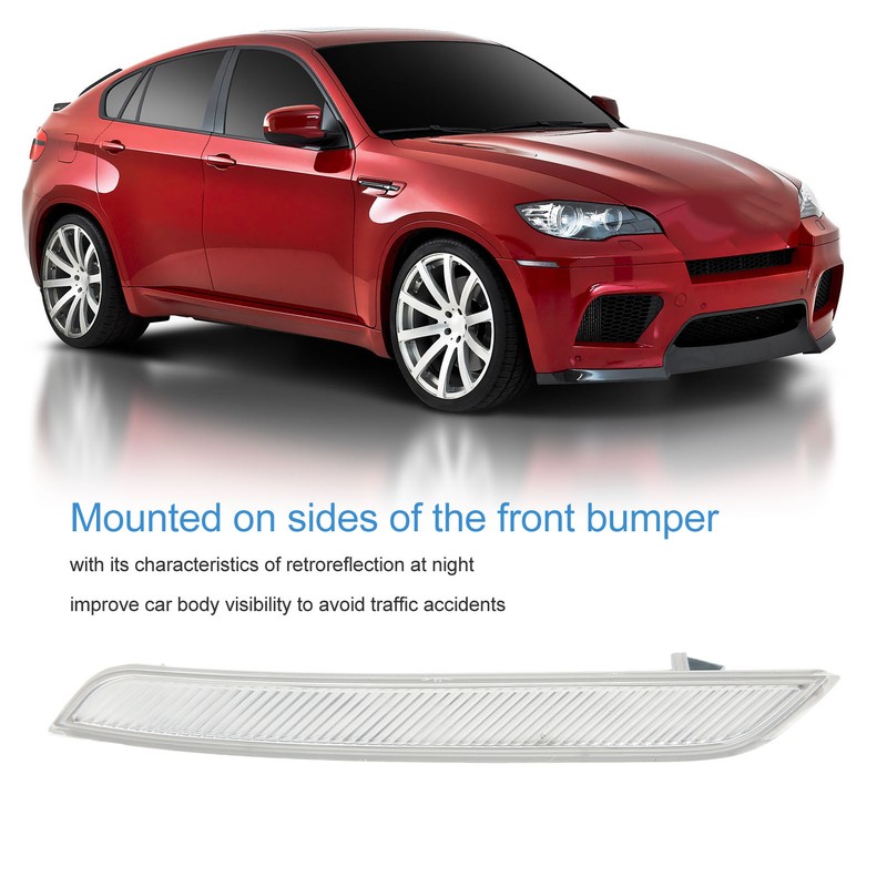 Front Bumper Reflector Clear White Improve Car Visibility Side Marker