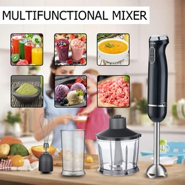 Immersion Blender，Hand Blender Mixer, 5 in 1 Immersion Blender, 1000W Powerful Handheld Stick Mixer Blender with Turbo Mode,with Variable Speed & Chopper, Whisk and Frother