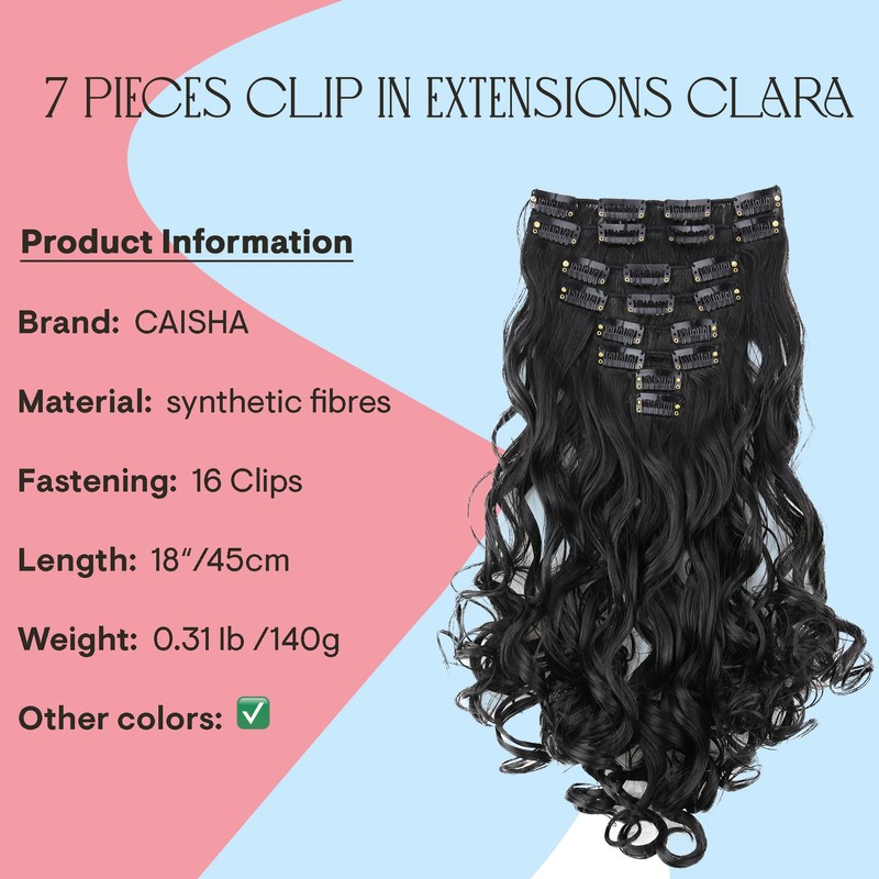 CAISHA XL 18" 7 Pieces Set CLIP IN EXTENSIONS Hairpiece