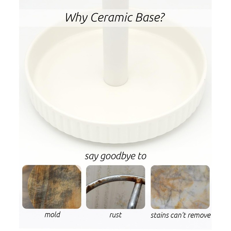 VROOMIUM Paper Towel Holder Countertop, Ceramic Base Easy-to-Clean, 1.5 lbs,
