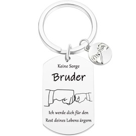 Brother Gifts from Sister Keyring Gift for Big Brother, Little Brother, Brothers in Law, Funny Gift for Men BFF Best Friend Birthday Gift, silver, M