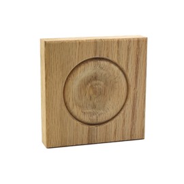 3/4" x 3 1/2" x 3 1/2" Oak Rosette Bullseye Plinth Blocks, Hardwood (4)
