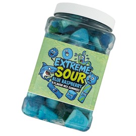 Assorted Super Sour Mix Gummy – Blue Raspberry Flavor – Bursting with Extreme Sourness – Soft and Chewy, 1.5 lb Jar