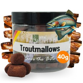 Zite Fishing Trout Mallows Trout Bait, High Catching Trout Dough, Sinking Troutmallows Strong Flavours & Bright Colours, 40 g Tub, Trout Bait for Basic Assembly (Fish Brown)
