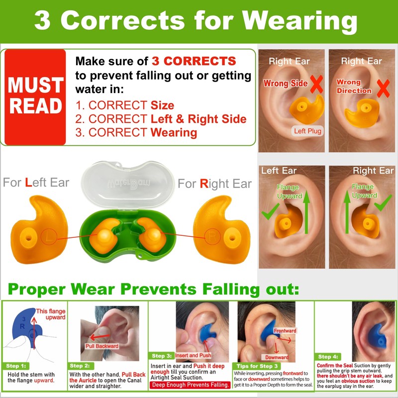 WaterDam A-Series Swimming Earplugs Ultra Comfortable Great Waterproof Size 2A