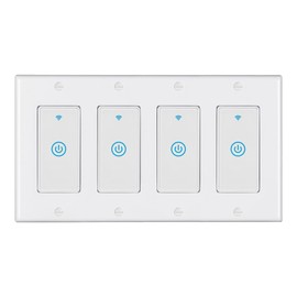 Vilbetor Smart WiFi Switch 4 Pole, Touch, White, ON-AUTOMATIC-ON, Compatible with Alexa