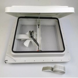 espeedpro21 14" RV 12V Trailer Roof Vent Complete Fan w/ 6"Blades White Lid Interior Garnish