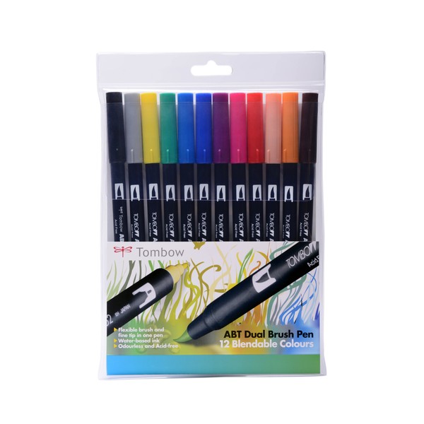 Tombow Abt Dual Brush Pen - Primary Colors (Pack Of 12)