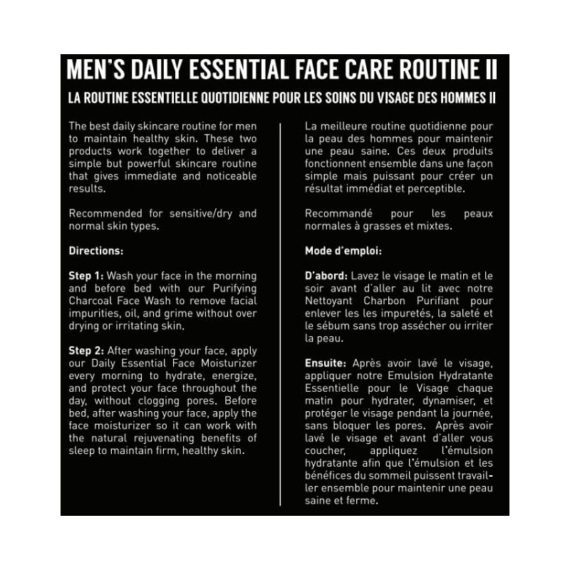 Brickell Men's Daily Essential Face Care Routine II, Purifying Charcoal