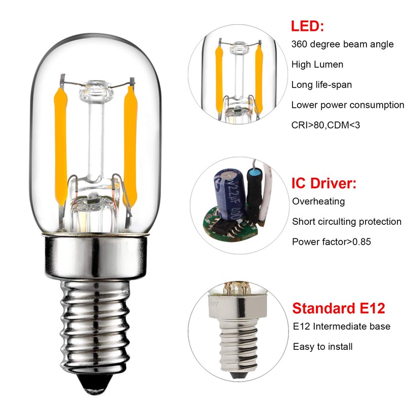 LiteHistory E12 1 watt Equal 15w Night Light Bulbs 150lm