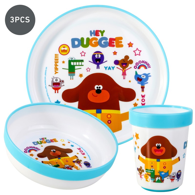 Hey Duggee 3pcs Reusable Bicolor Premium Kids Dinner Tableware Set