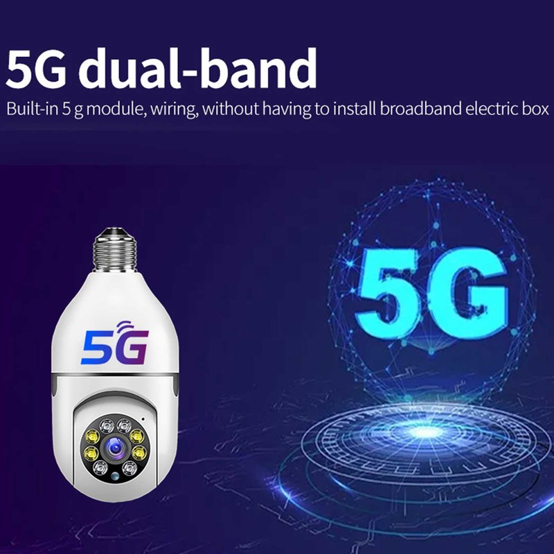 Lamp Holder Camera Wireless 360 Degree 2.4GHz and 5G WiFi