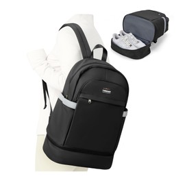 suradar Sports Backpack for Women with Wet Pocket and Shoe Compartment Sports Backpack Women's Gym Backpack Backpack with Shoe Compartment Gym Bag for Fitness Swimming, Ch-black, L