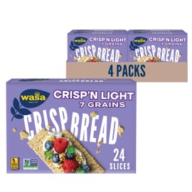 Wasa Crisp’n Light 7 Grains Crispbread, 4.9 oz (Pack of 4), Crackers, Non-GMO Ingredients, 7 Grain Blend, 20 Calories per Slice