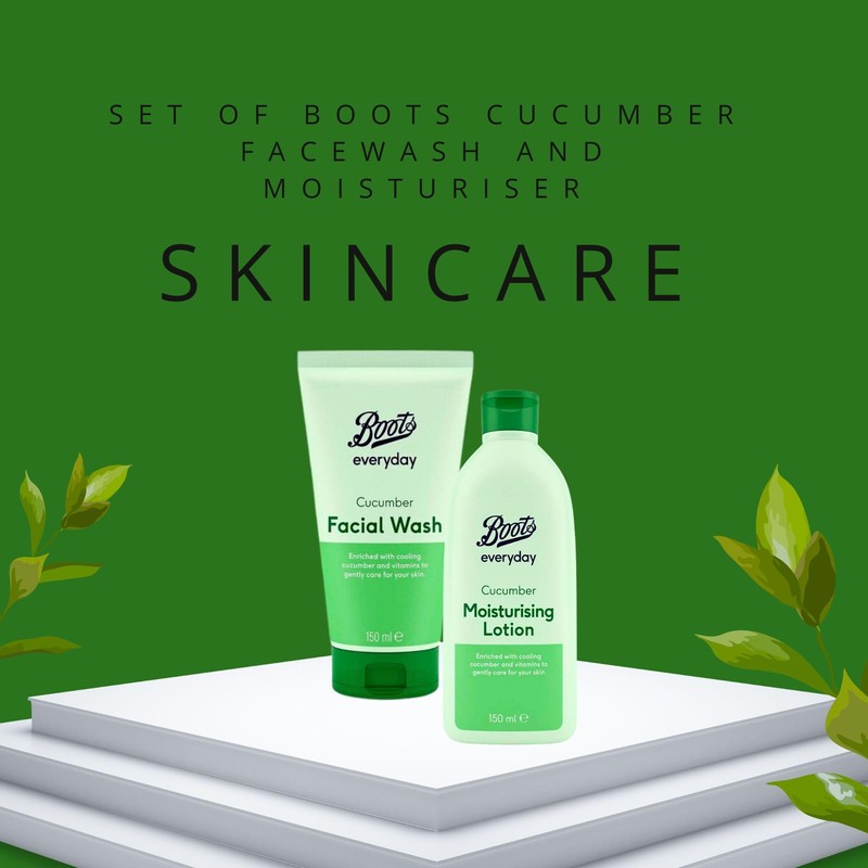 Boots Cucumber Face Wash and Moisturiser Lotion Set Bundle with