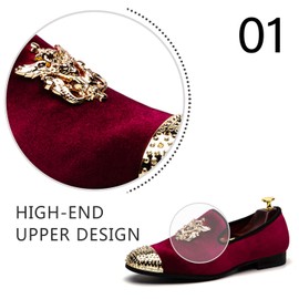 JITAI Men's Retro Velvet Embroidery Elegant Moccasin Shoes Leisure Shoes - - 43 EU