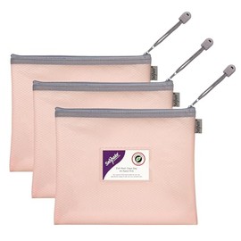 Snopake Foolscap High Capacity Pastel Pink EVA Mesh Zippa-Bag [Pack of 3] 360 x 275mm – Heavy Duty Bag with Hanging Loop and Business Card Holder [15906]