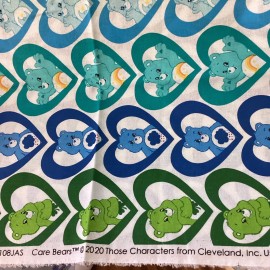 Camelot Care Bears Blue Heart Fabric by Half Yard BHY Cotton Camelot Quilting Craft