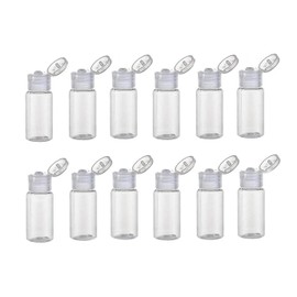 12 pieces 15 ml/ 0.5 oz Empty Refillable Transparent Plastic Bottles with Hinged Lid Practical Make Up Lotion Bottles Portable Travel Small Sample Dispenser for Toner Essential Oil, transparent