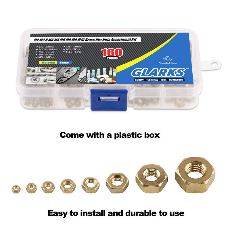 Glarks 160Pcs Metric M2 M2.5 M3 M4 M5 M6 M8