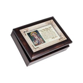 Cottage Garden St. Clare Pray for Us Italian Wood Finish Jewelry Music Box Plays Song Ave Maria