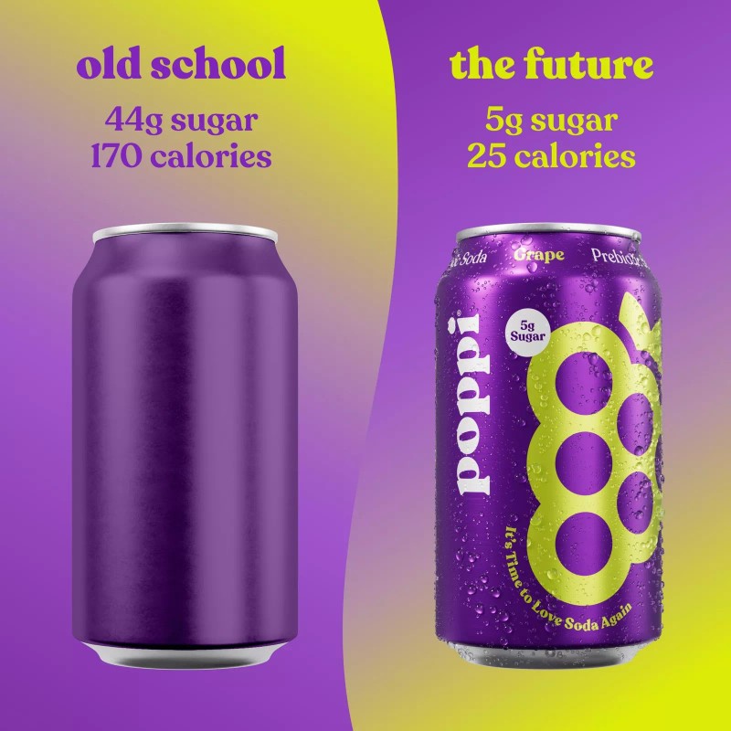 poppi Grape Soda Alternative 12 Pack with Apple Cider Vinegar