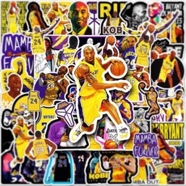 FUNTOOB Basketball Star Player Stickers 50pcs, Basketball Star Stickers for Adults Boys Girls Teens, Vinyl Waterproof Sticker for Water Bottles Laptop, Sport Sticker Party Favors Gift for Sport Fans
