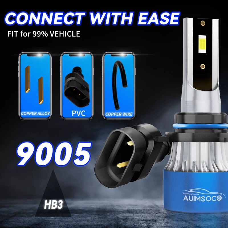 AUIMSOCO 4x 9005+9006 LED Combo Lights Bulbs High Low Beam