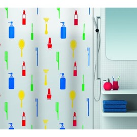Spirella 10.15234 Shower Curtain DV-PEVA 180 x 200 cm Make-Up Design Multi-Coloured