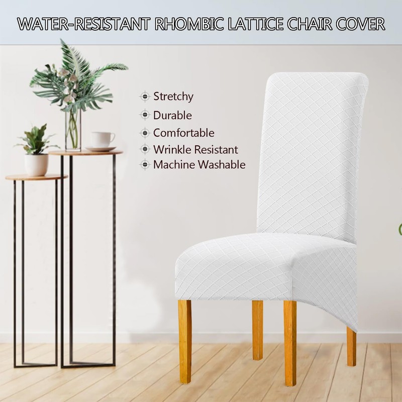 BOGUANG Waterproof XL/Oversized Dining Chair Cover, Parsons Chair Covers (White,