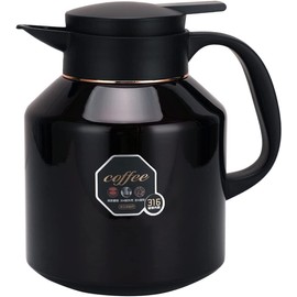 1.7L Stainless Steel Vacuum Insulated Thermos, 58 Oz | Black Double-Walled Coffee Bottle | 12-Hour Heat Retention, 24-Hour Cold Insulation | Ideal for Home Use and Outdoor Beverage Keeper