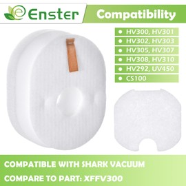 3 Pack HV300 Filter Replacement for Shark Rocket HV301 HV302 HV305 HV292 UV450 CS100 HV310 HV308 HV307Q QS301 Ultralight Corded Stick Vacuum, 3 Foam &Felt & 3 Post Filters, Part #XFFV300