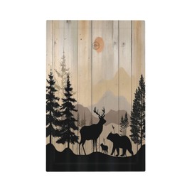 Naiqadnehz Light Switch Cover Plate Wood Board Wildlife Cute Bear Deer Forest Rustic 1 Gang No Device Blank Electrical Wall Plates Faceplate Decorative Switch Plate for Bathroom Farmhouse Decor