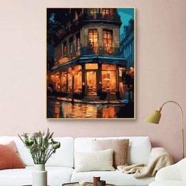 ZRIZQ Paint by Number for Adults Beginners,City Street Paint by Numbers Kits for Kids on Canvas,DIY Oil Painting Acrylic Paints for Home Wall Art Decor(12x16inch)