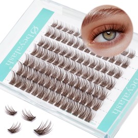 Obeyalash SNR012 Brown Eyelashes, Brown Eyelash Clusters, Individual Eyelash Extensions, DIY D Curl Eyelash Extension Mix 8 mm, 10 mm, 12 mm, 14 mm, Natural Brown, Individual Eyelashes at Home