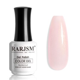 RARJSM Pale Pink Glitter Gel Polish Nude Gel Polish Sparkle Shimmer Neutral Skin Tone Light Pink Sheer Jelly Transparent Gel Nail Polish 15ml Single Bottle Soak off UV LED Cured for Home Salon DIY