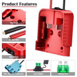 Power Wheel Adapter for Milwaukee M18 Battery Adapter with Wire Harness Connector Compatible with Peg-Perego Children's Riding Toys, 18V Power Wheel Battery Converter with Fuse & Switch 12AWG Wire