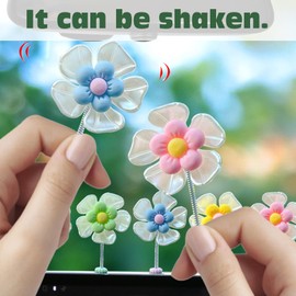 KASESSS Shaking Flower Car Decorations Interior Set, Funny Sunflower Dashboard Accessories, 20 PCS Cute Car Accessories with 10 Hooks, Car Ornaments for Dashboard for Car, Office, Bedroom Decoration