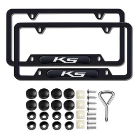 2 Pcs Black License Plate Frames Compatible with K5 Metal Aluminum License Plate Covers Protector Screw caps Cover Set