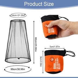 UHETLET 4 Pack Moskitonetz Kopf Midges Mückenschutz Kopfnetz Head Net Face Mesh Head Cover Ultra großes Insektenschutznetz mit Extrafeinen Maschen Mückennetz für Camping Wandern Angeln Gartenarbeit