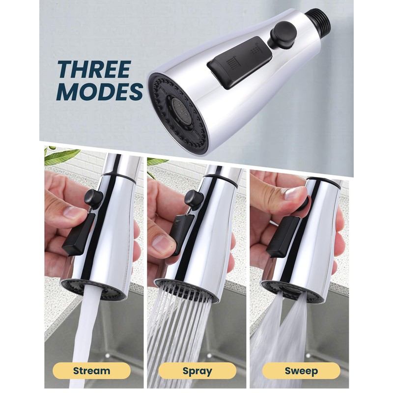 ARCORA Kitchen Faucet Spray Head Chrome, 3-Function Kitchen Sink Spray
