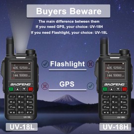BAOFENG UV-18H 6 Band Ham Radio GPS NOAA USB-C Charging Two Way Radio Long Range 5W Max Wireless Copy Frequency Walkie Talkie 1.77in LCD Screen with Headset 771 Antenna