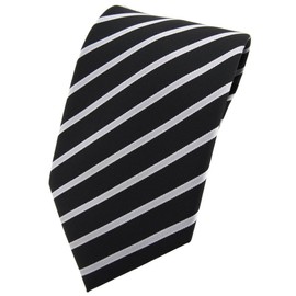 TigerTie Designer Tie in Patterned Stripes - 8 cm Binder Width, Black, silver, grey, light grey