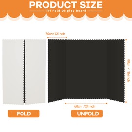 Henoyso 8 Pieces Tri Fold Poster Board Lightweight Fold Presentation Board Science Fair Display Boards(Black,36 x 48 Inch)