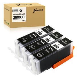EXCERCUS Compatible Ink Cartridge Replacement for for Canon pg280 bk PGI-280 PGI-280XXL BK Black Ink TankWorks for PIXMA TR7520 TR8520 TR8620 TS6120 TS6320 TS8220 TR8622 TS9120 Printers（3Pack）