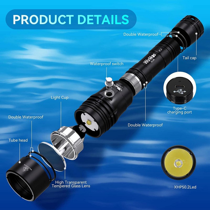 Wurkkos DL20R Diving Flashlight 3200 Lumen Dive Light 100M Scuba